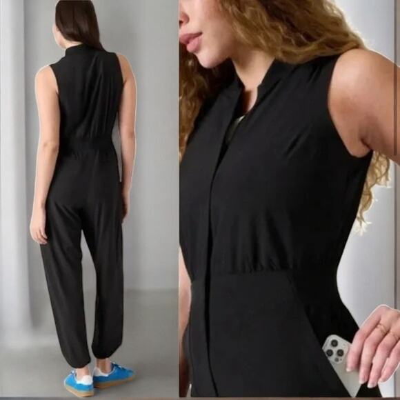Athleta Brooklyn Utility Jumpsuit – Black Size 4 | One-Piece Athleisure Chic NWT - Picture 2 of 4